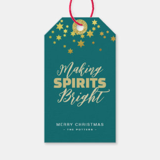 グリーンエレガント&金ゴールドクリスマス ギフトタグ