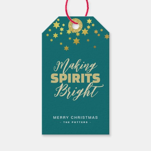 グリーンエレガント&金ゴールドクリスマス ギフトタグ (正面)