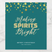 グリーンエレガント&金ゴールドクリスマス ワインラベル (シングルラベル)