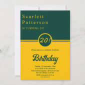 グリーンエレガント&金ゴールドトレンディーシック20th誕生日 招待状 (正面)