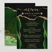 グリーンエレガント&金ゴールドフェイクグリッターアゲート結婚ト メニュー (正面/裏面)