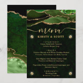 グリーンエレガント&金ゴールドフェイクグリッターアゲート結婚ト メニュー (正面/裏面)