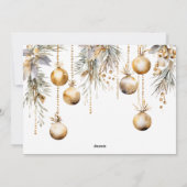 グリーンエレガント&金ゴールドフォトクリスマスホリデーカード シーズンカード (裏面)