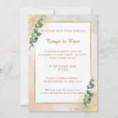 グリーンエレガント&金ゴールドフォト結婚式招待状 招待状 (裏面)