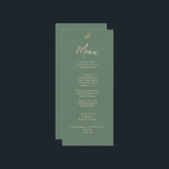 グリーンエレガント&金ゴールドボホガーデンディナー結婚ズ メニュー<br><div class="desc">グリーンとエレガント金ゴールドミニマル結婚リストのメニューエレガントと上品な金ゴールドとグリーンファンシーシックのディナー結婚メニュー。それはラインアート素朴なユーカリ金ゴールドの葉とエメラルドのセージ緑のボホの背景の夫と妻の名前と日付。金ゴールドスクリプトタイポグラフィ。PERSONALIZEカスタマイズボタクリックンの設定。</div>