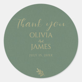 グリーンエレガント&金ゴールドミニマリストありがとうござ結婚う ラウンドシール