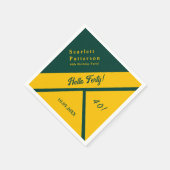 グリーンエレガント&金ゴールドラグジュアリーシック40th誕生日 スタンダードカクテルナプキン (角)