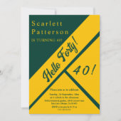 グリーンエレガント&金ゴールドラグジュアリーシック40th誕生日 招待状 (正面)