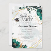 グリーンエレガント&金ゴールド卒業パーティー招待状 招待状 (正面)