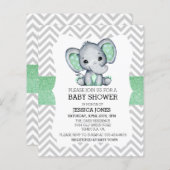 グリーンエレファントシェブロングリッターベビーシャワーインビタット (正面/裏面)