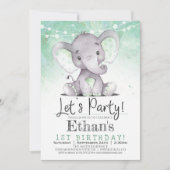 グリーンエレファントバースデーパーティーの招待 招待状 (正面)