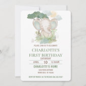 グリーンエレファントバースデーパーティー 招待状 (正面)