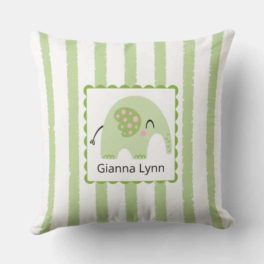 グリーンエレファントモノグラム男の赤ちゃんガール クッション (裏面)