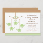 グリーンエレファントモバイルベビーシャワー招待状 招待状 (正面/裏面)