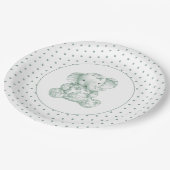 グリーンエレファント水玉模様ベビーシャワー ペーパープレート (アングル)