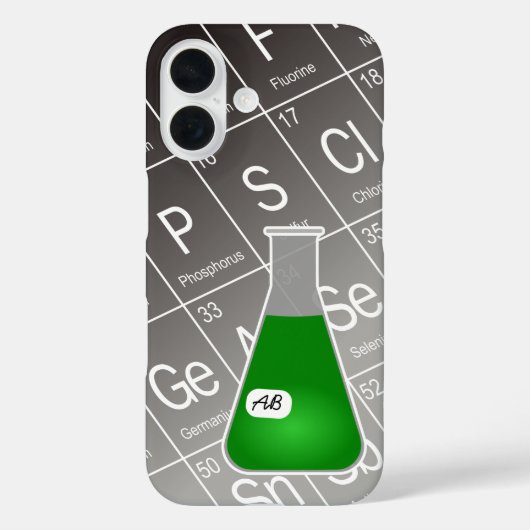 グリーンエレンマイヤーフラスコ(イニシャル付)化学 Case-Mate iPhoneケース (裏面)