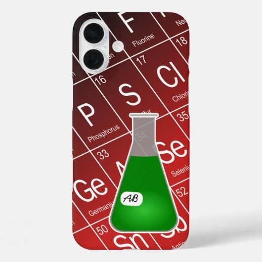 グリーンエレンマイヤーフラスコ(イニシャル付)化学 Case-Mate iPhoneケース (裏面)