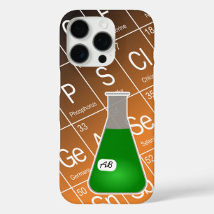 グリーンエレンマイヤーフラスコ(イニシャル付)化学 iPhone 16 PROケース