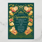 グリーンエンチャントガーデンフローラキンセアニェラ 箔招待状 (正面)