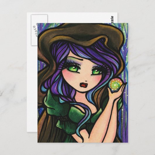 グリーンエンビー魔法フォレストファンタジーアートガール ポストカード (正面/裏面)