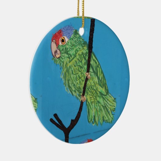 グリーンオウムとマーメイドオーナメント セラミックオーナメント (右)