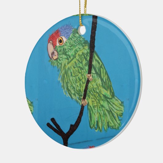 グリーンオウムとマーメイドオーナメント セラミックオーナメント (左)