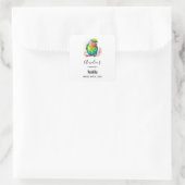 グリーンオウム – かわいいベビーバードキャンドルビジネス スクエアシール (バッグ)