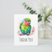 グリーンオウム – かわいいベビーバードサンキュー ポストカード (スタンド正面)