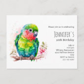 グリーンオウム – かわいいベビーバード誕生日 インビテーションポストカード (正面)