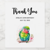 グリーンオウム – かわいいベビーバード誕生日 ワインラベル (シングルラベル)