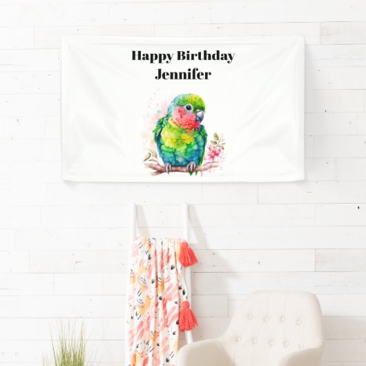 グリーンオウム – かわいいベビーバード誕生日 横断幕 (インサイチュ)