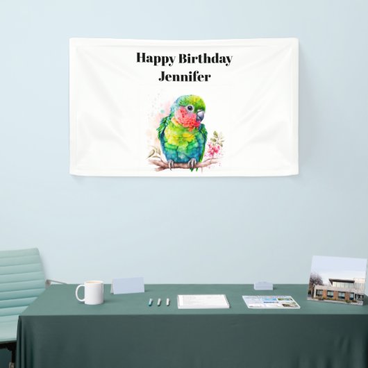 グリーンオウム – かわいいベビーバード誕生日 横断幕 (トレードショー)