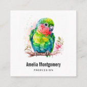 グリーンオウム – かわいいベビーバード スクエア名刺 (正面)
