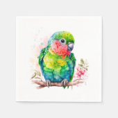 グリーンオウム – かわいいベビーバード スタンダードカクテルナプキン (正面)