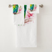 グリーンオウム – かわいいベビーバード バスタオルセット (インサイチュ)