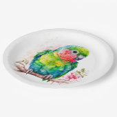 グリーンオウム – かわいいベビーバード ペーパープレート (アングル)