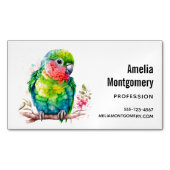 グリーンオウム – かわいいベビーバード マグネット名刺 (正面)
