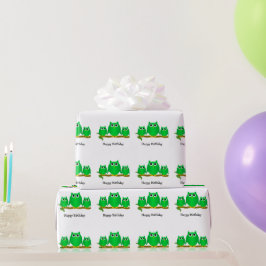 グリーンオウルデザインの誕生日ギフト ラッピングペーパー