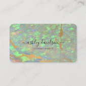 グリーンオパールと金ゴールドモダングラムビジネスカード 名刺 (正面)