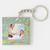 グリーンオパールモダングラムビジネスキーチェーン キーホルダー (裏面)