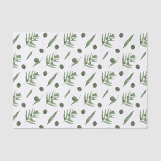グリーンオリーブとオリーブの枝 薄葉紙 (正面)