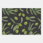 グリーンオリーブと葉 ラッピングペーパーシート (正面2)