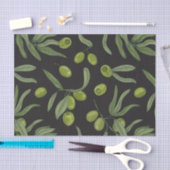 グリーンオリーブと葉 薄葉紙 (クラフト)