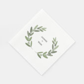 グリーンオリーブのブランチリースのパーソナライズ スタンダードランチョンナプキン (角)