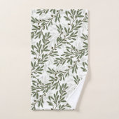グリーンオリーブの木の枝の繰り返しパターン バスタオルセット (ハンドタオル)