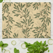 グリーンオリーブの木の枝パタ地中海のーン キッチンタオル (折り畳み)