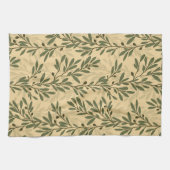 グリーンオリーブの木の枝パタ地中海のーン キッチンタオル (横)