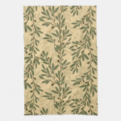 グリーンオリーブの木の枝パタ地中海のーン キッチンタオル (縦)