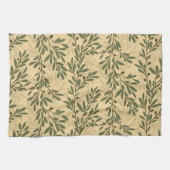 グリーンオリーブの木の枝パタ地中海のーン キッチンタオル (横)