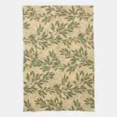 グリーンオリーブの木の枝パタ地中海のーン キッチンタオル (縦)